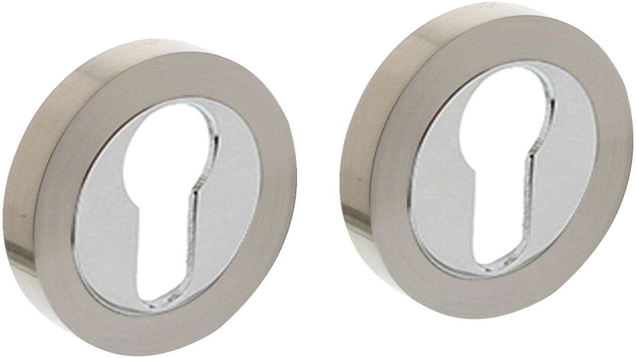 Cilinderrozetten verdekt ø52x10mm met nokken chroom/nikkel mat