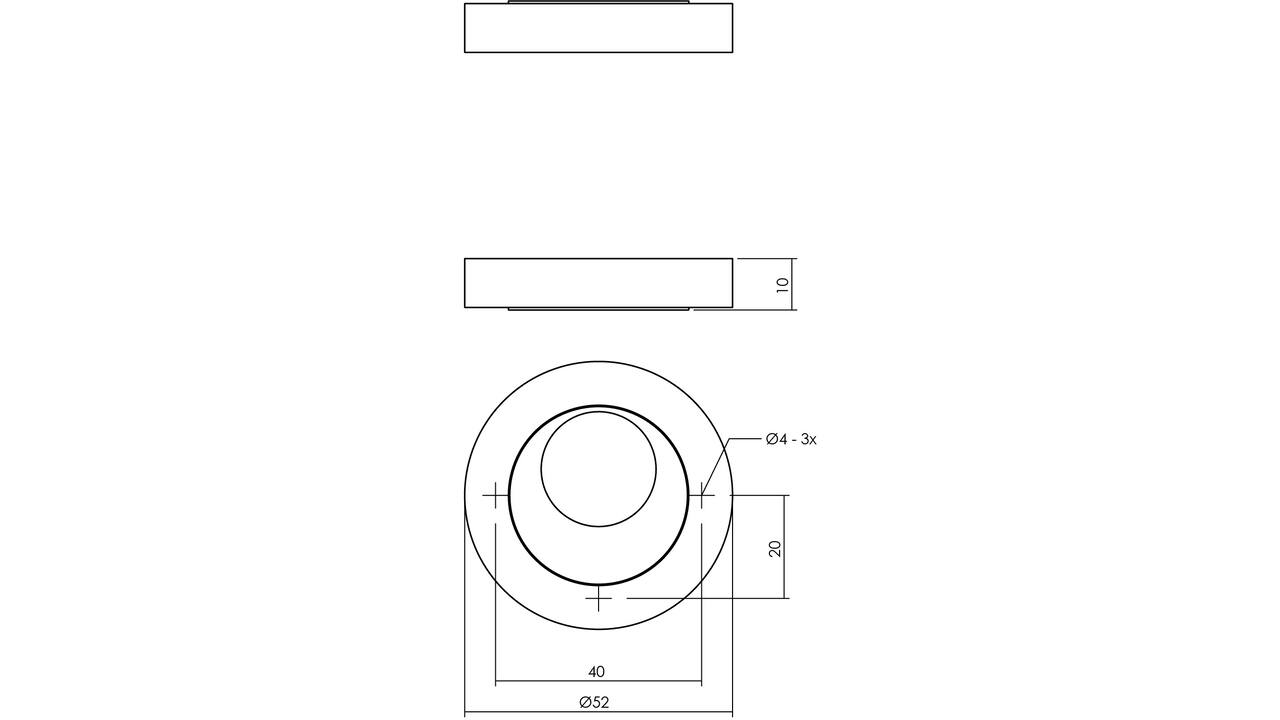 Rondcilinderrozetten verdekt ø52x10mm met nokken chroom/nikkel mat