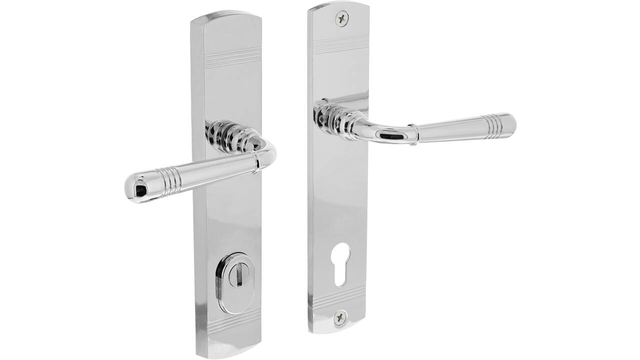 Achterdeurbeslag Helena 239x50mm kruk/kruk profielcilindergat 92mm met kerntrekbeveiliging chroom