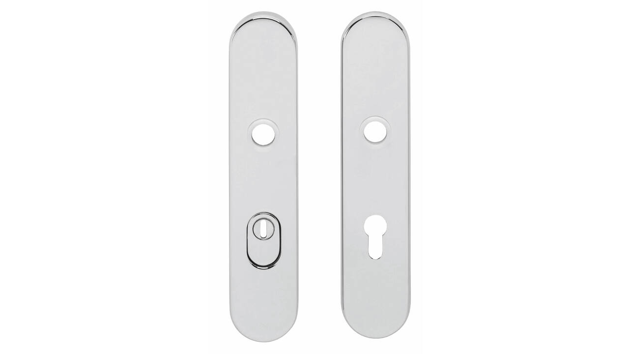 SKG3 veiligheidsschilden ovaal verdekt 252x54mm profielcilindergat 72mm met kerntrekbeveiliging chroom