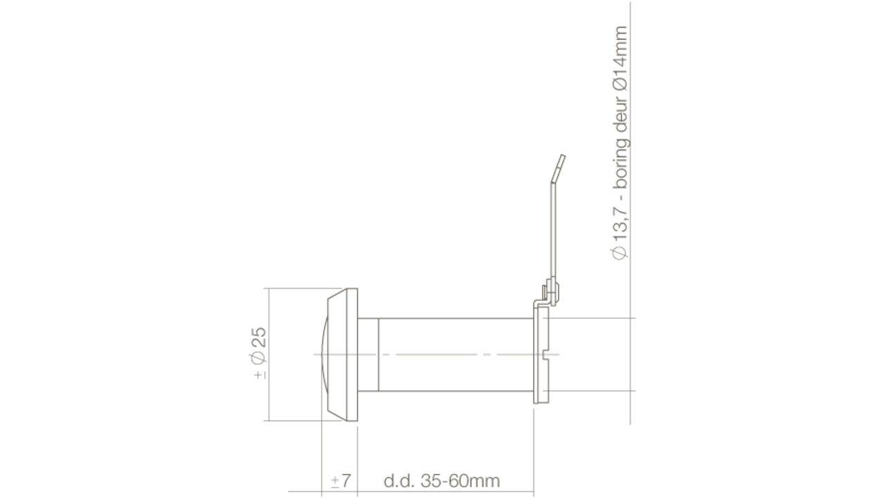 Deurspion 180° deurdikte 35-60mm, ø14mm chroom