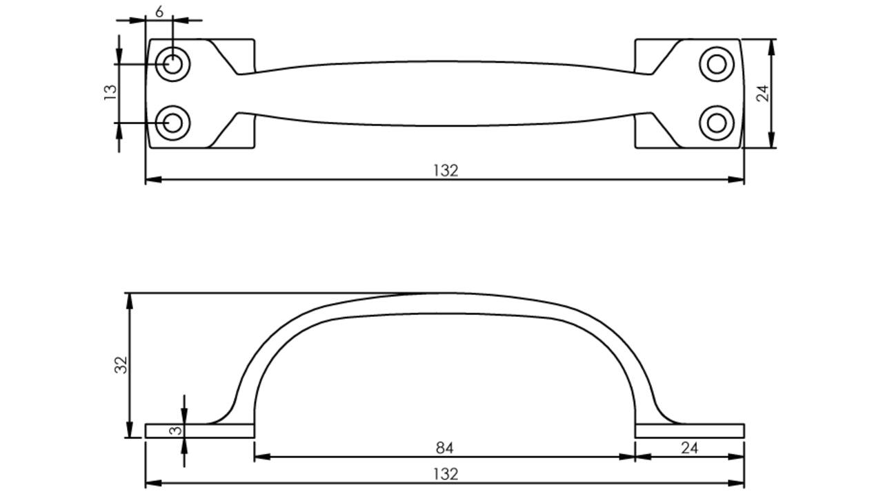 Handgreep op vierkante voet 130mm chroom
