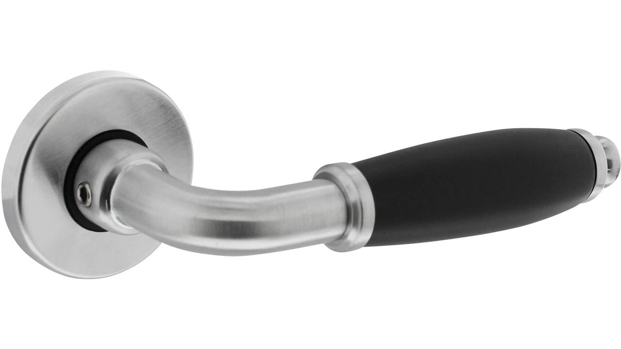 Deurkruk Courgette met rozet verdekt ø49x7mm chroom mat/zwart