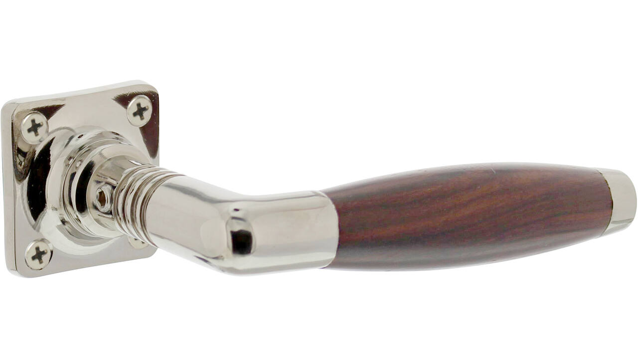 Deurkruk Ton basic met rozet 38x38x6mm nikkel/palissander