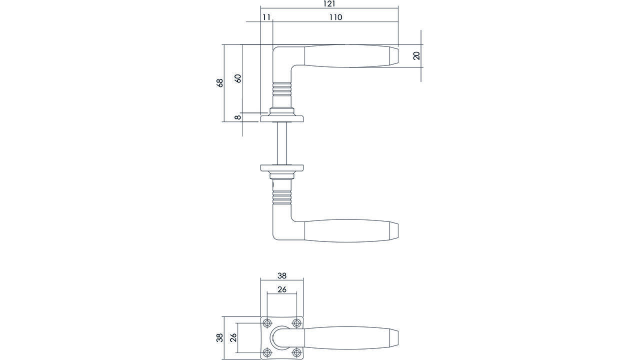 Deurkruk Ton basic met rozet 38x38x6mm nikkel/palissander