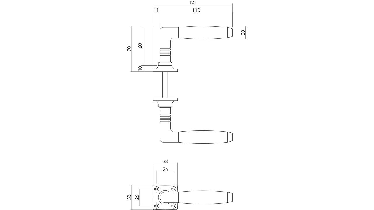 Deurkruk Ton basic met rozet 38x38x6mm nikkel/zwart