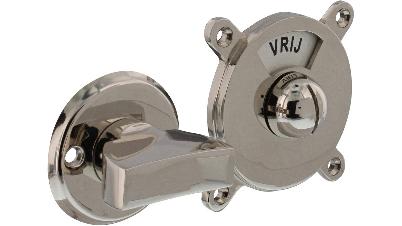 WC-sluiting Degeorge met 8mm stift en tekst "vrij / bezet" nikkel