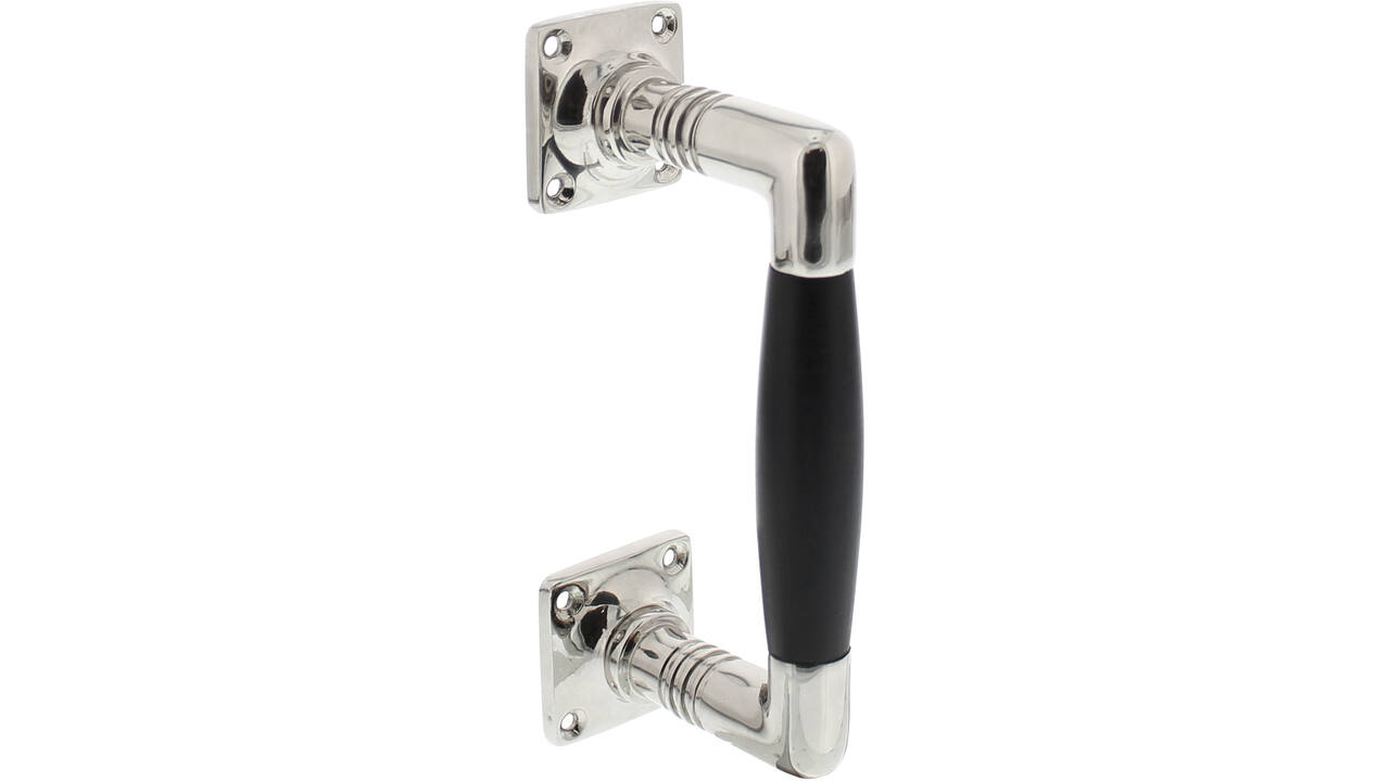 Handgreep Ton basic 75/150mm op vierkant rozet nikkel/zwart