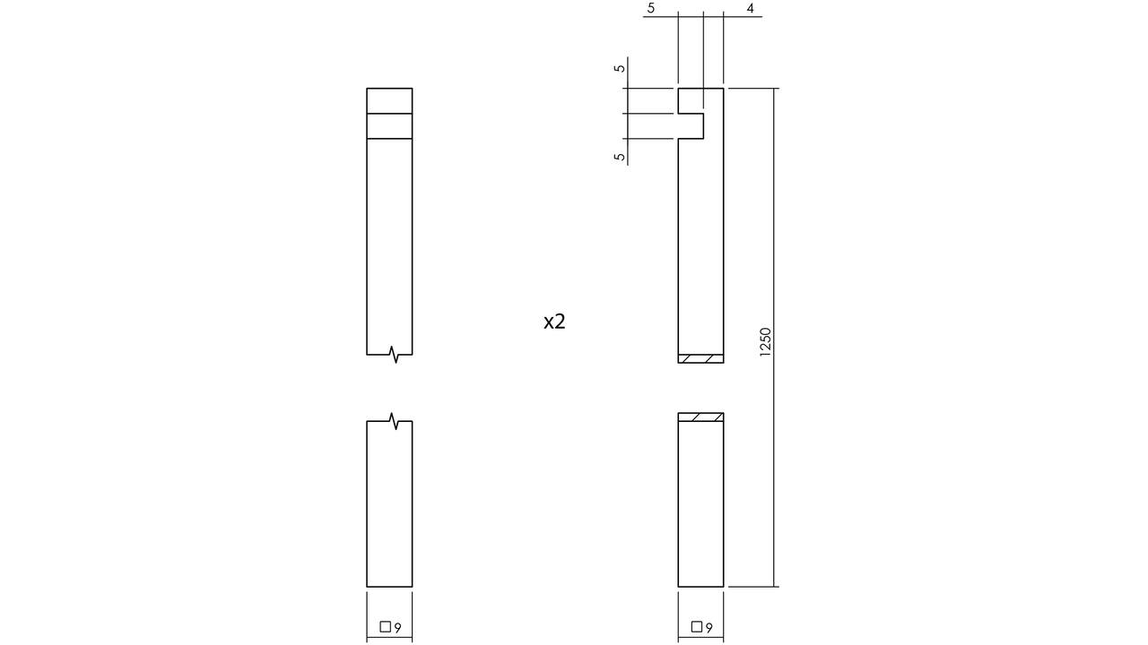 Set pomp-espagnolet inclusief stangenset 2x 1250mm vernikkeld