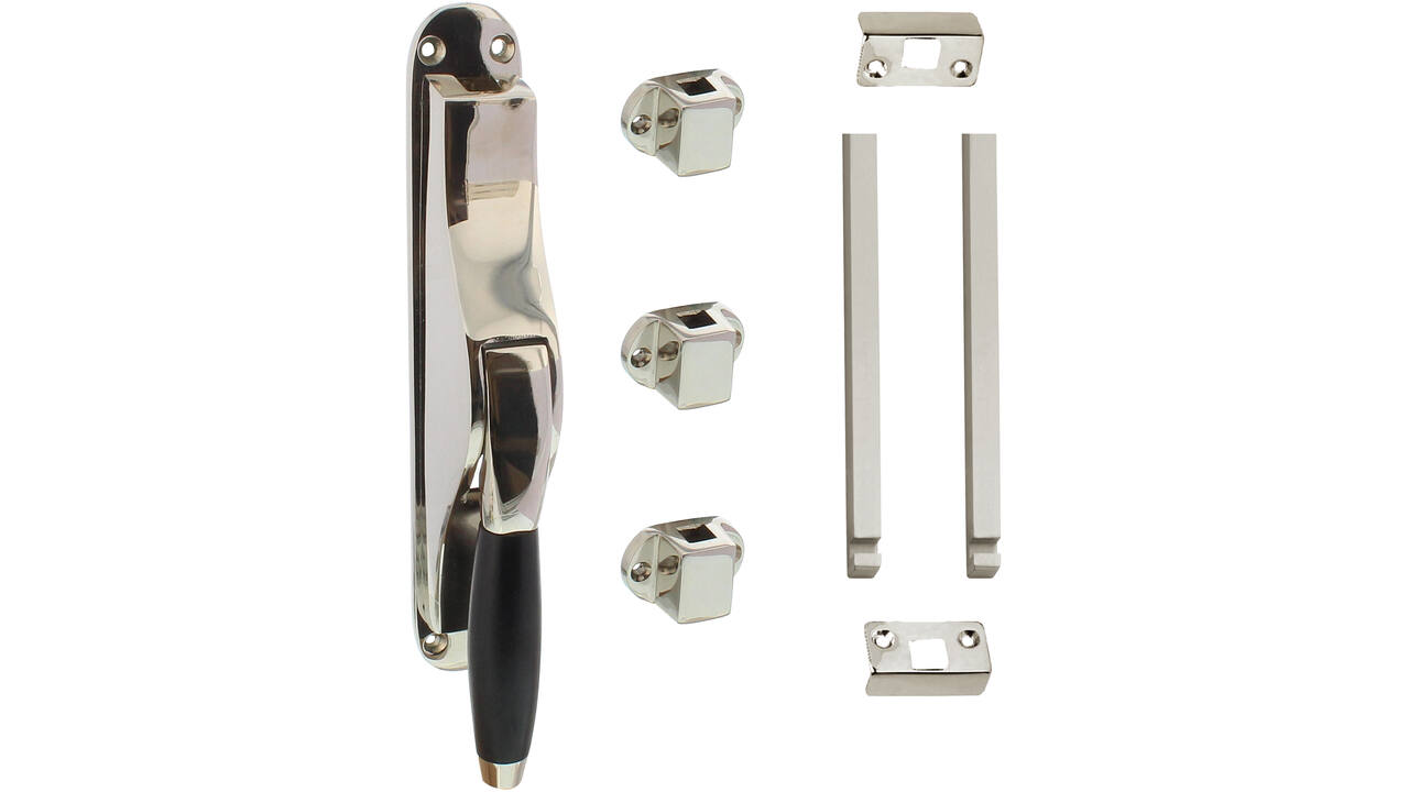 Set pomp-espagnolet Ton basic inclusief stangenset 2x 1250mm nikkel/ebbenhout