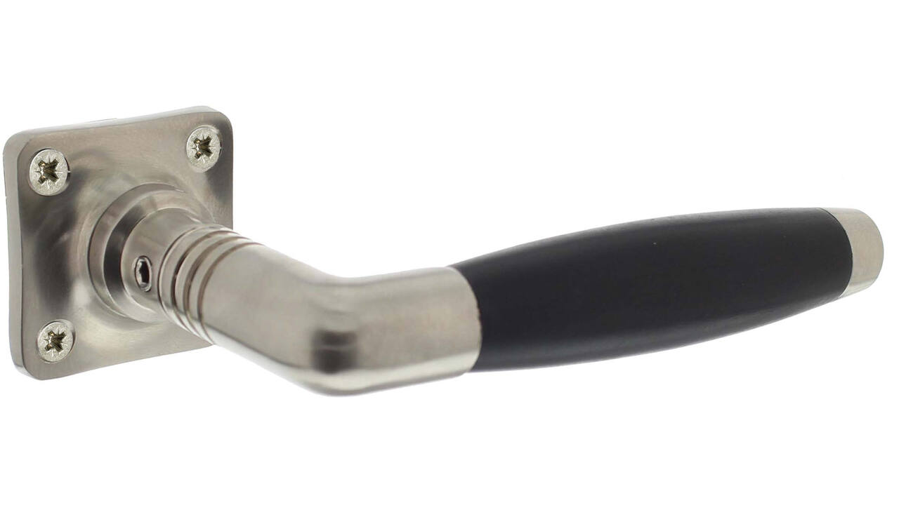 Deurkruk Ton basic met rozet 38x38x6mm nikkel mat/zwart