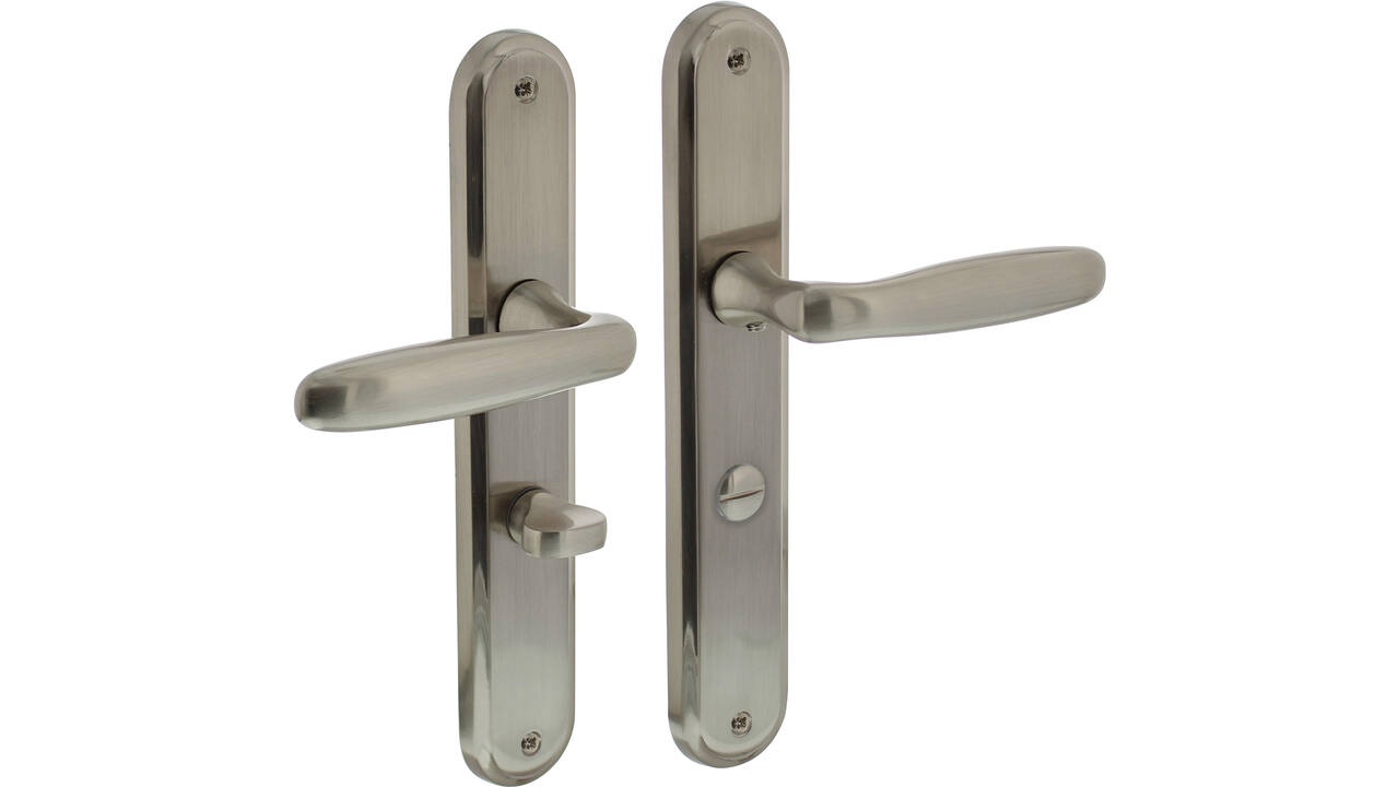 Deurkruk Bjorn op schild ovaal 242x43mm wc 63/8mm nikkel mat
