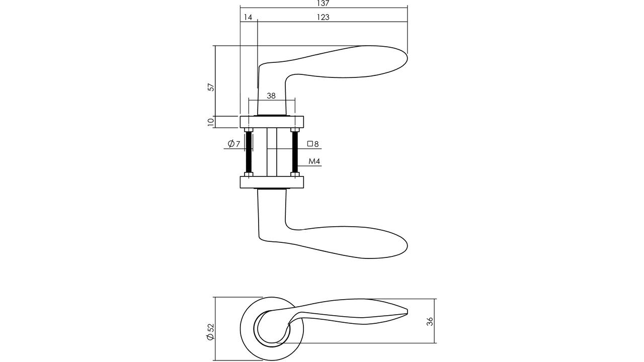 Gatdeel links George op rozet verdekt ø52x10mm met nokken nikkel mat