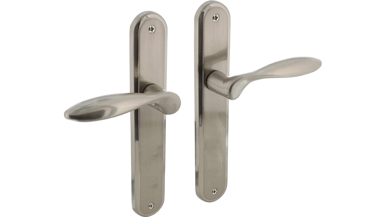 Deurkruk George op schild ovaal 242x43mm blind nikkel mat