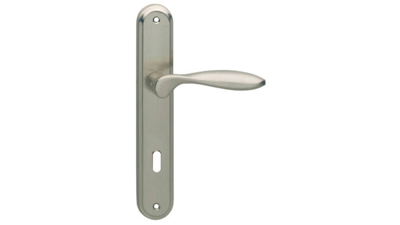 Deurkruk George op schild ovaal 242x43mm sleutelgat 72mm nikkel mat