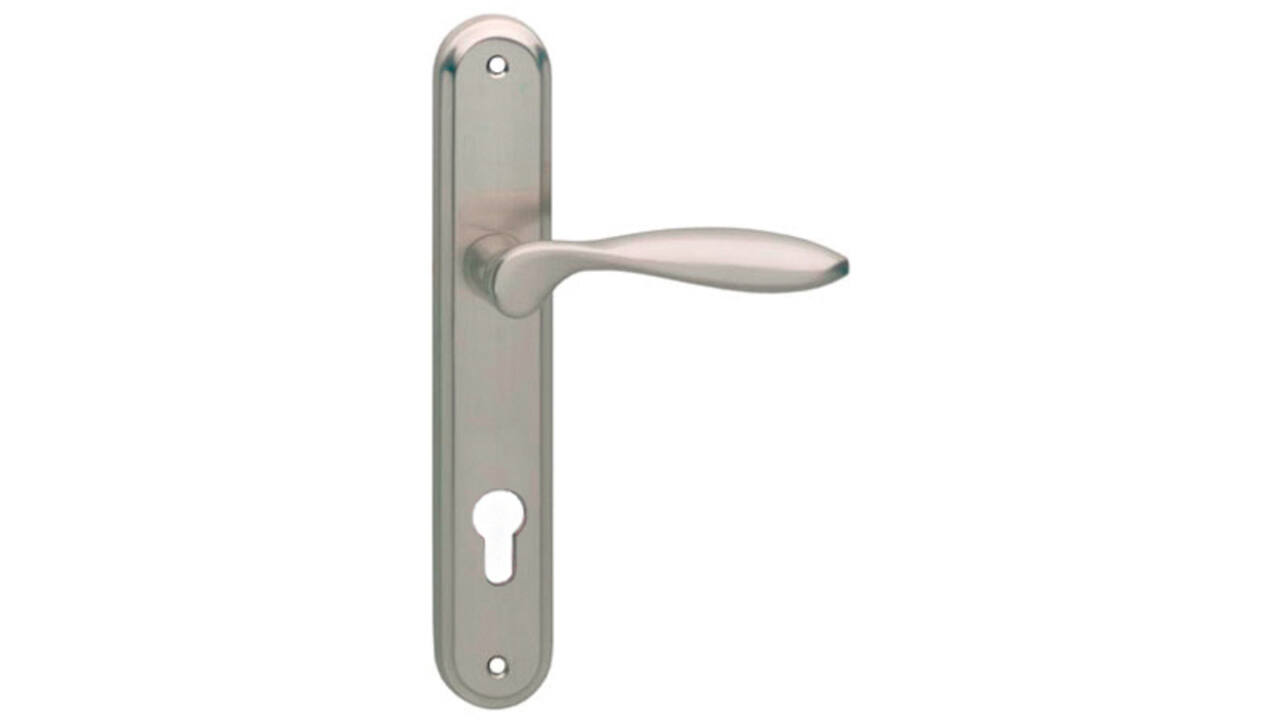Deurkruk George op schild ovaal 242x43mm profielcilindergat 72mm nikkel mat