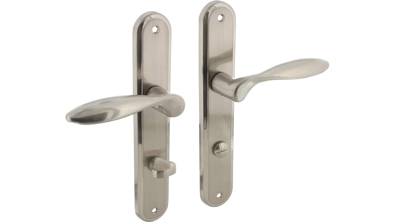 Deurkruk George op schild ovaal 242x43mm wc 78/8mm nikkel mat