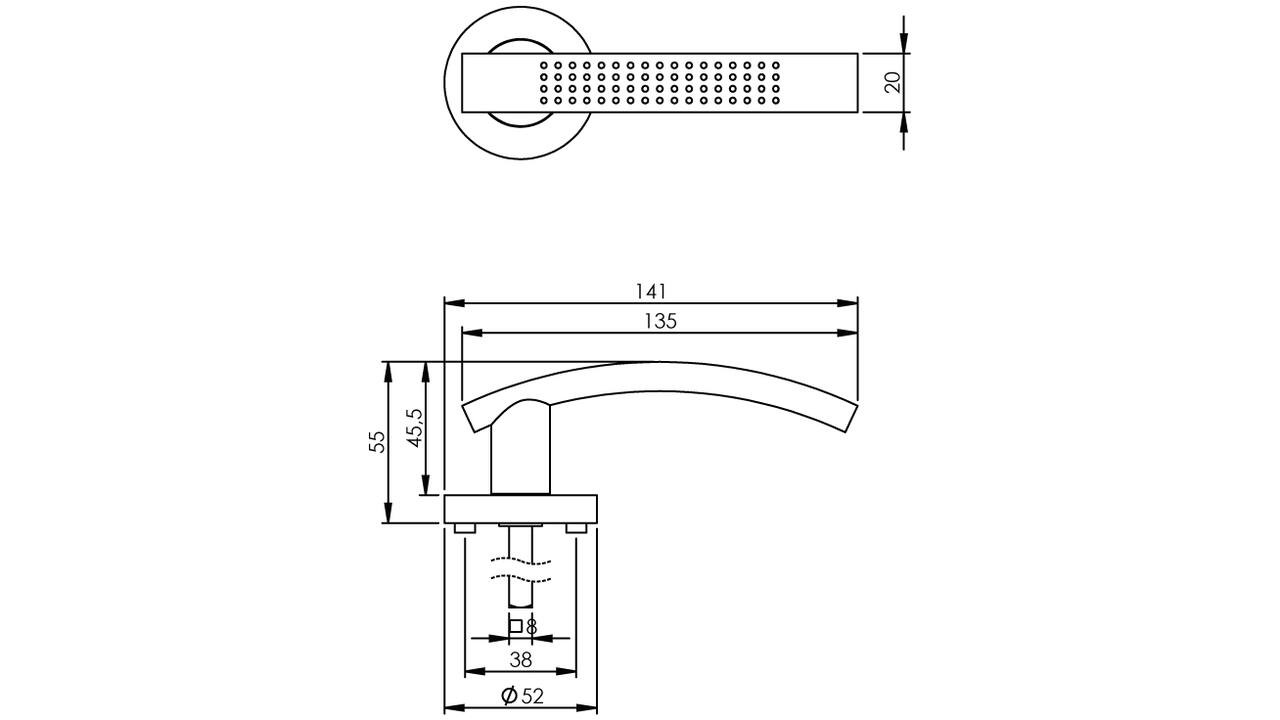 Deurkruk William op rozet verdekt ø52x10mm met nokken chroom/nikkel mat