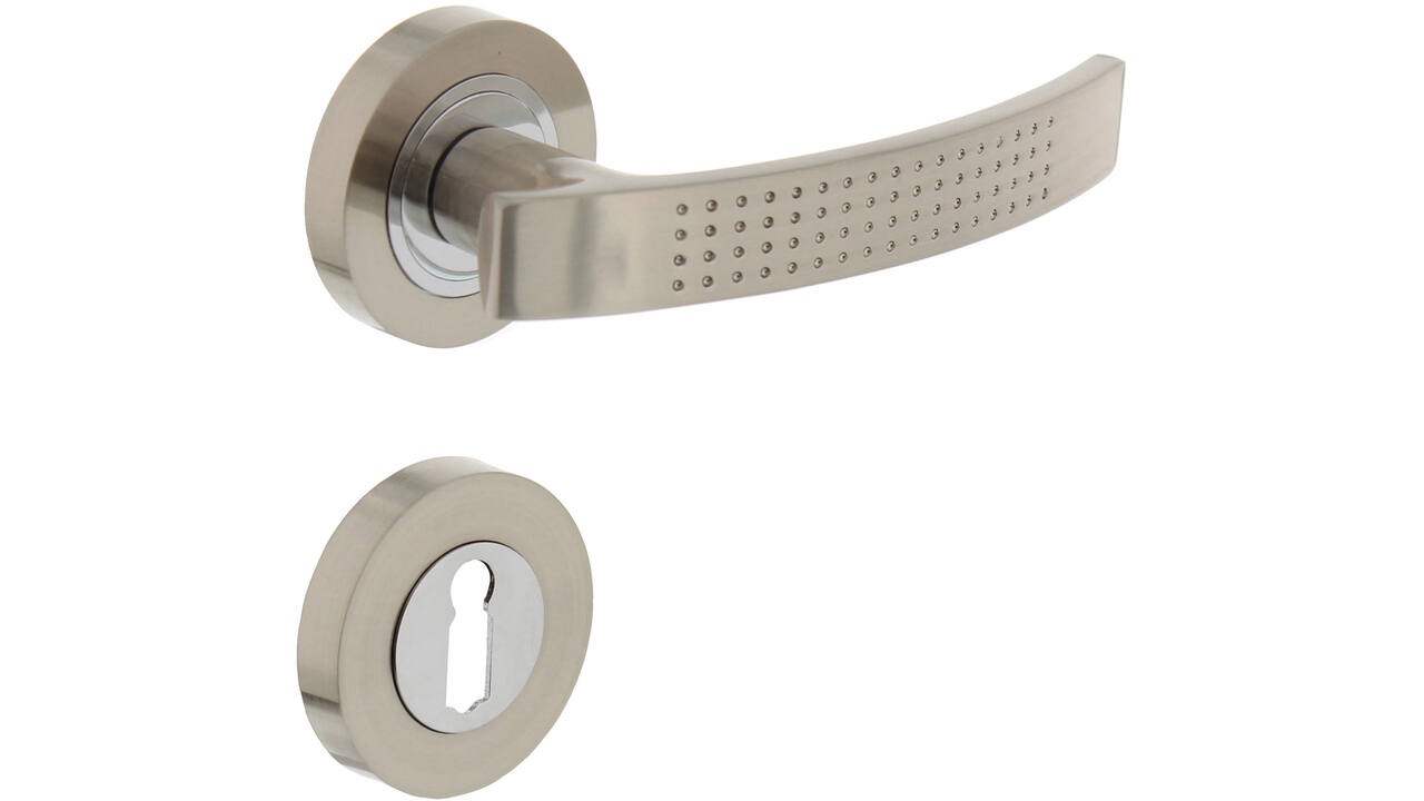 Deurkruk William op rozet verdekt ø52x10mm met nokken en sleutelrozetten chroom/nikkel mat