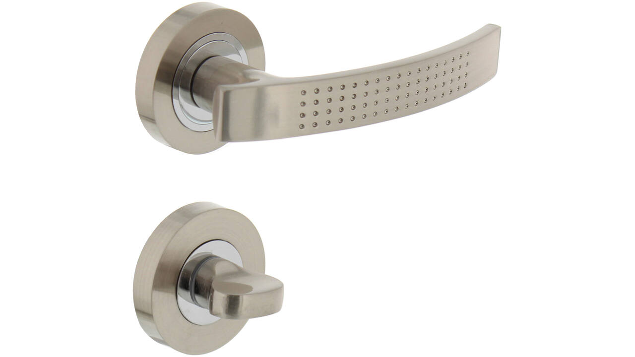 Deurkruk William op rozet verdekt ø52x10mm met nokken en WC-sluiting met stift 8x8mm chroom/nikkel mat