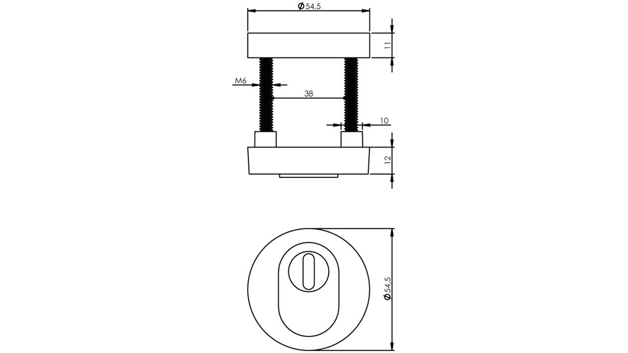 SKG3 veiligheidsrozetten rond verdekt ø55x12mm profielcilindergat met kerntrekbeveiliging nikkel mat
