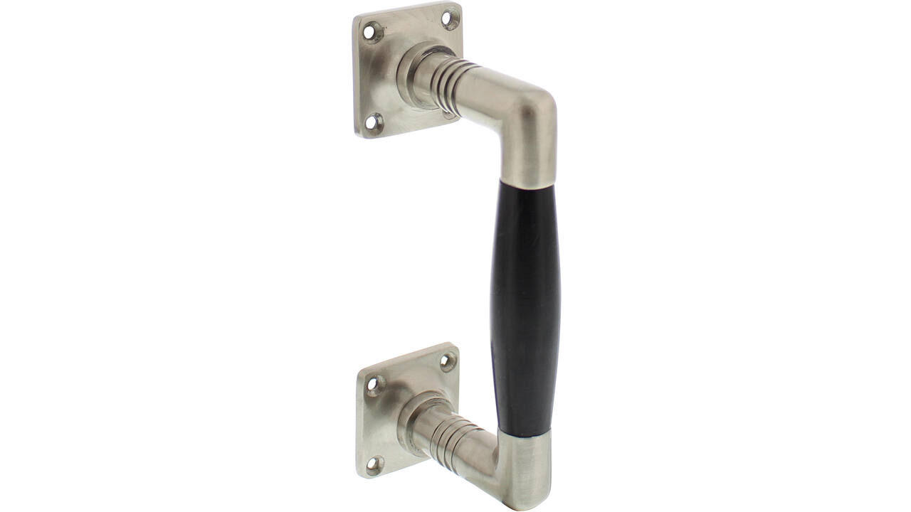 Handgreep Ton basic 75/150mm op vierkant rozet nikkel mat/zwart