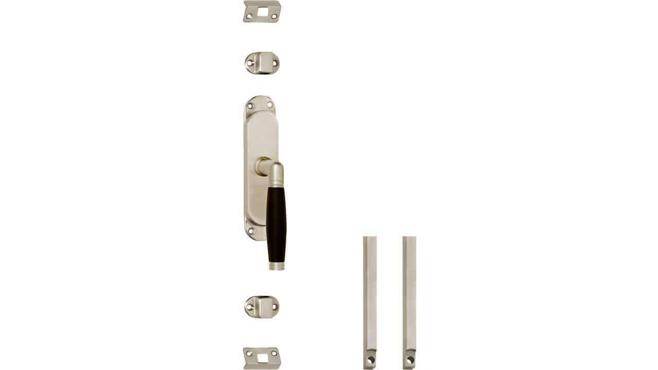 Set kruk-espagnolet rechts Ton 222 inclusief stangenset 2x 1250mm nikkel mat/ebbenhout