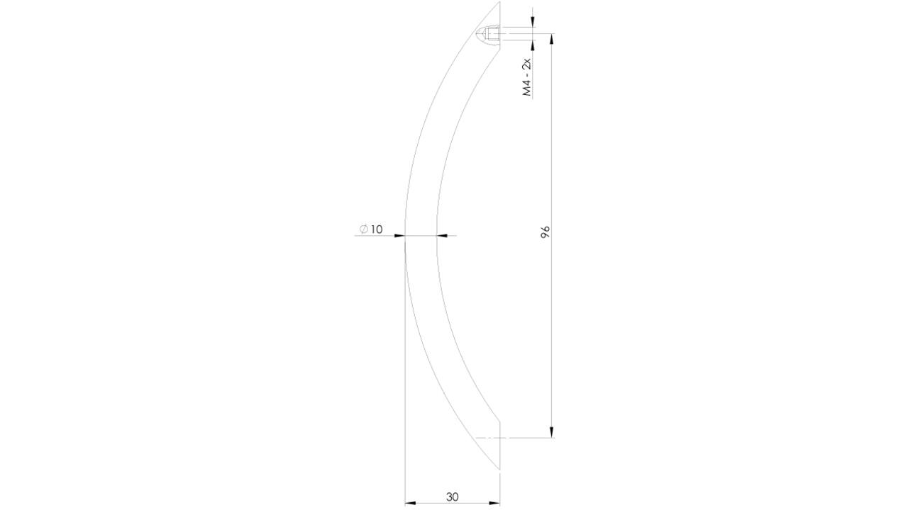 Draadgreep gebogen ø10 x 96mm nikkel mat