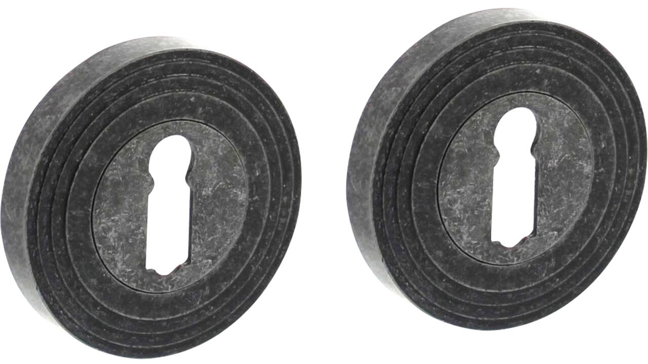 Sleutelrozetten verdekt met rillen ø55x10mm en nokken oud grijs