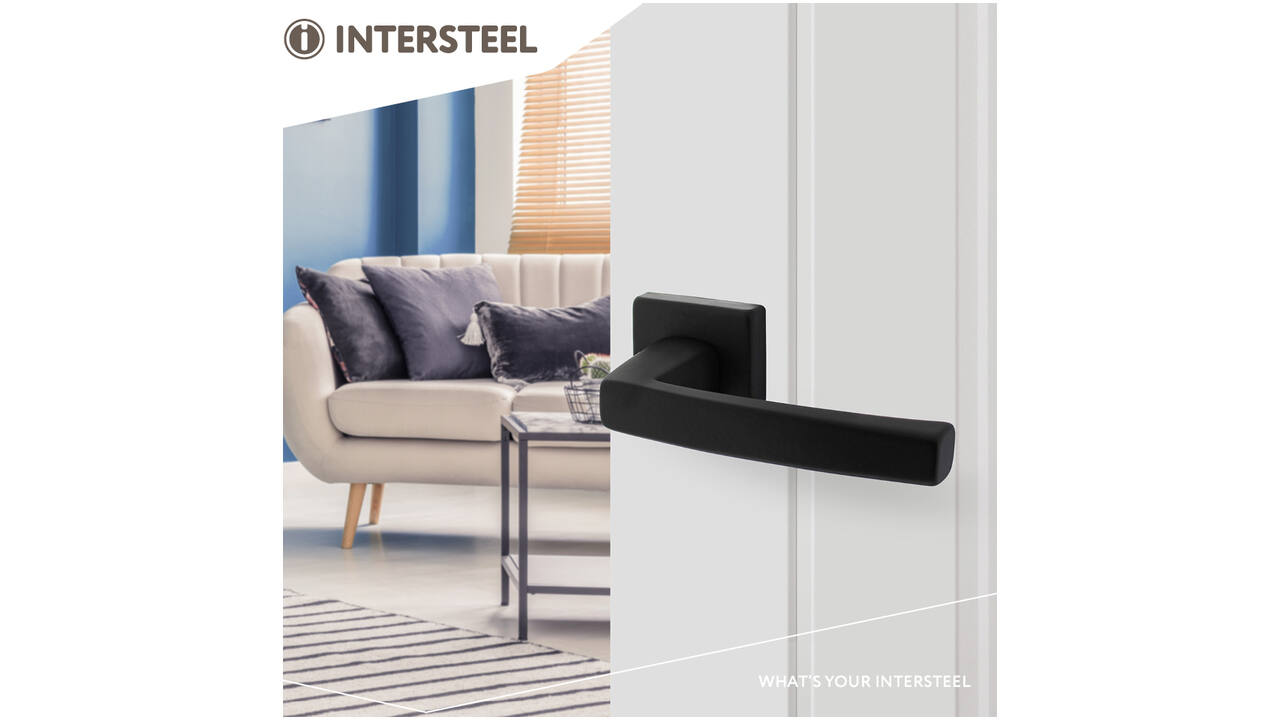 Deurkruk Moora met rozet verdekt 50x50x10mm met nokken zwart