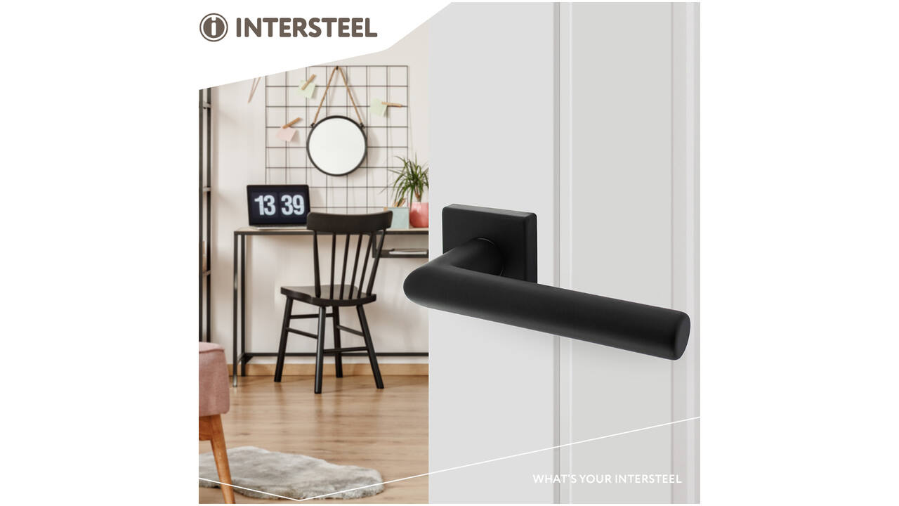 Deurkruk Broome met rozet verdekt 50x50x10mm met nokken zwart