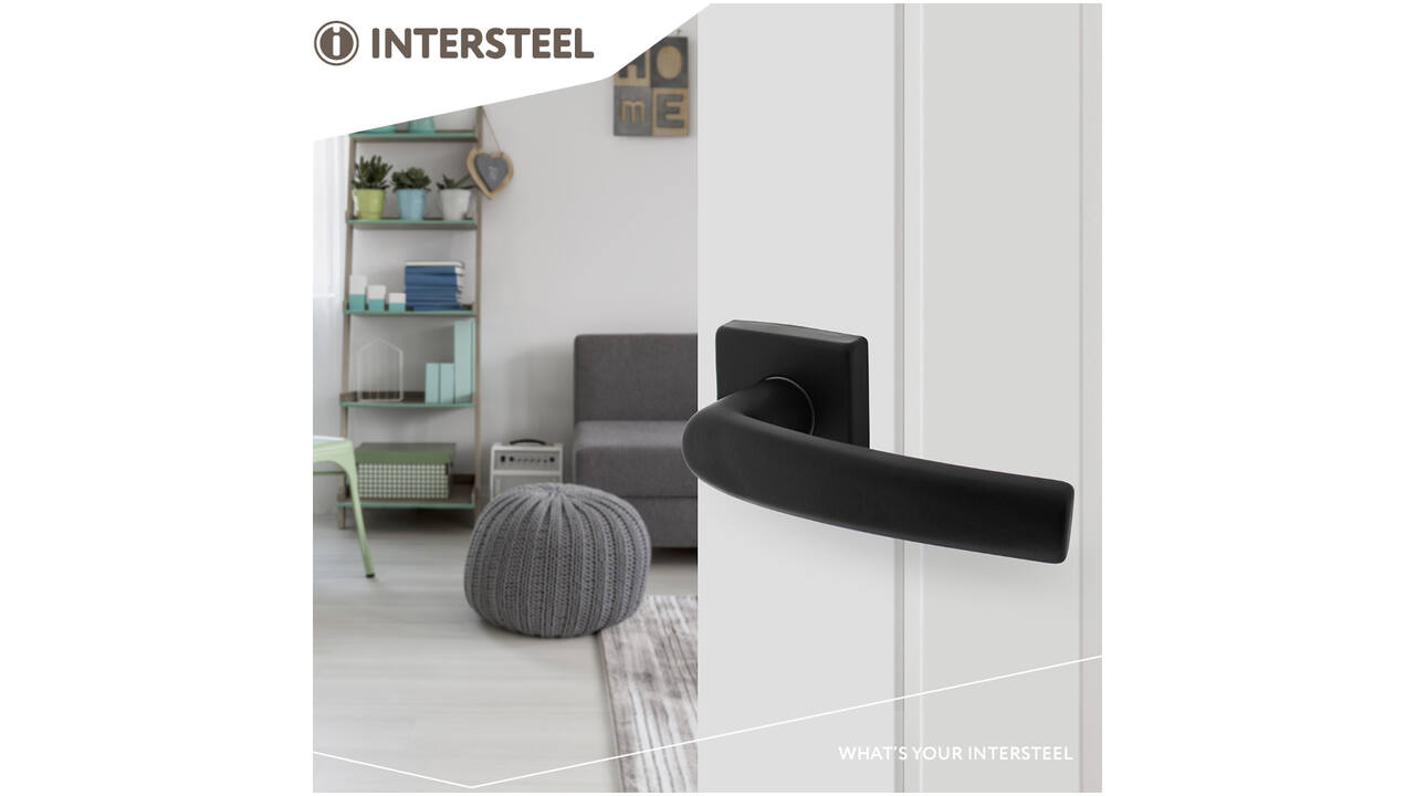 Deurkruk Denham met rozet verdekt 50x50x10mm met nokken zwart