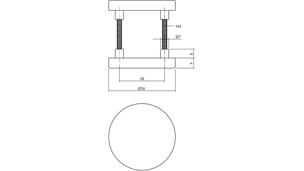 Afdekrozetten verdekt ø56x9mm met nokken zwart