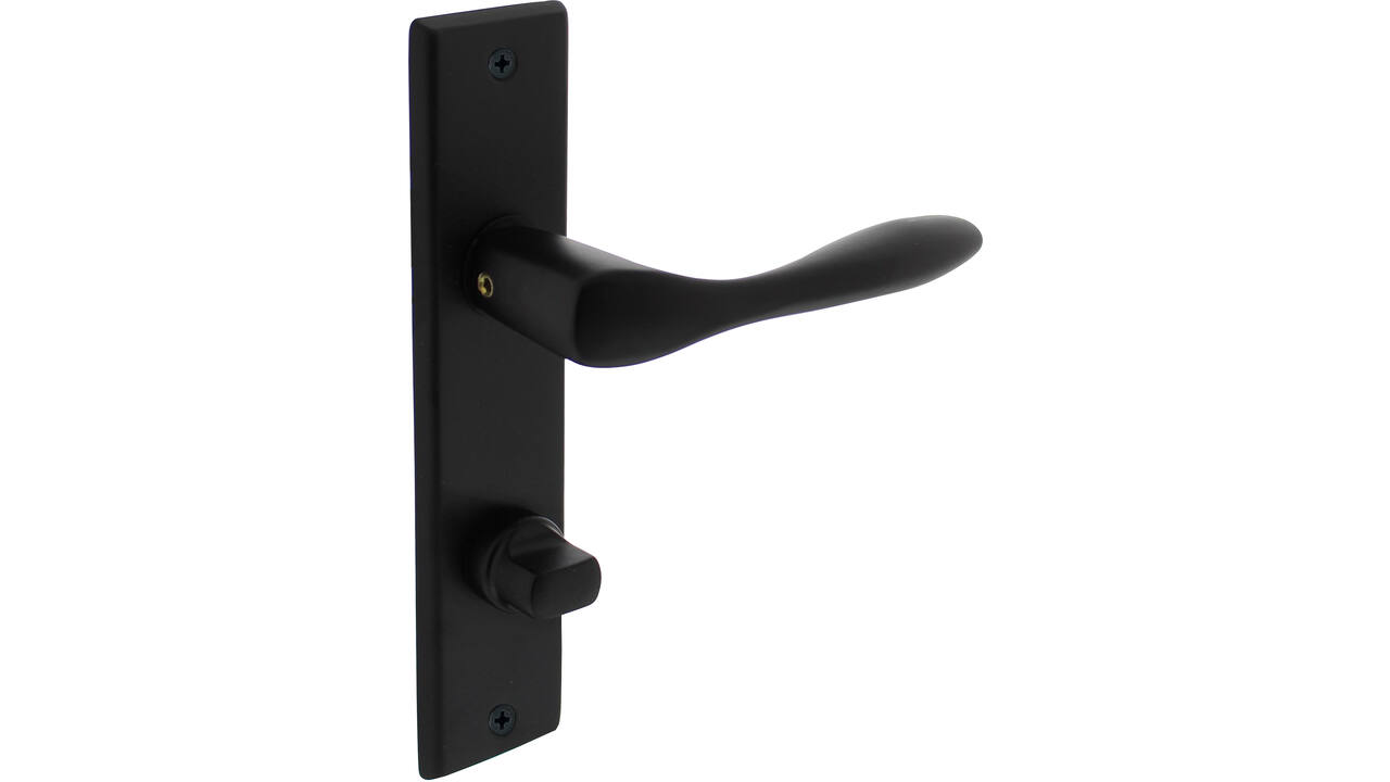 Deurkruk Banaan met schild rechthoekig 181x41mm wc 63/8mm zwart
