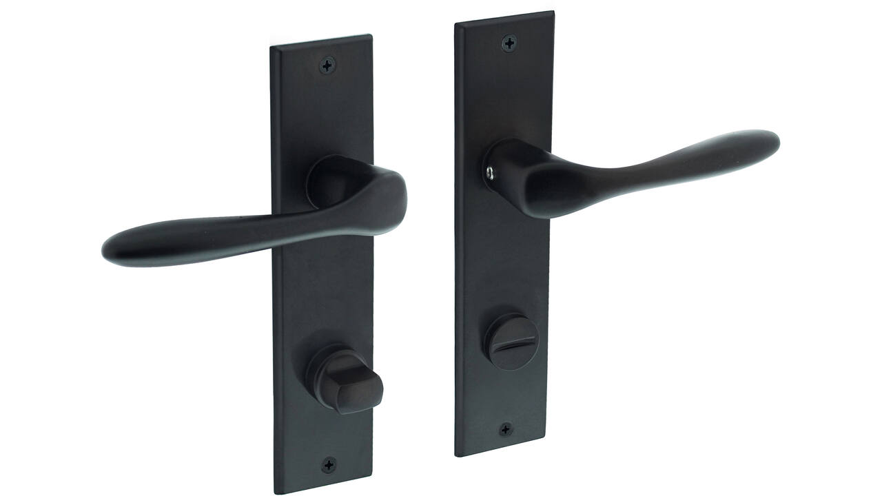 Deurkruk Banaan met schild rechthoekig 181x41mm wc 78/8mm zwart