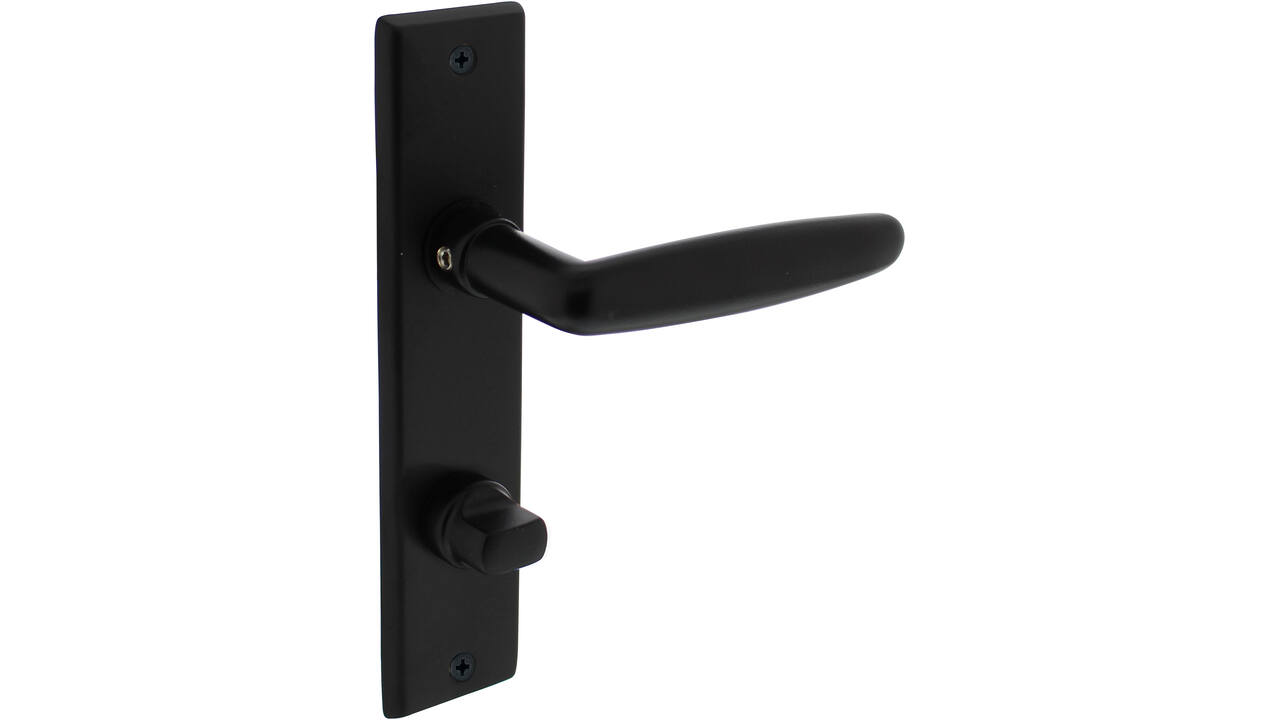 Deurkruk Sophie met schild rechthoekig 181x41mm wc 63/8mm zwart