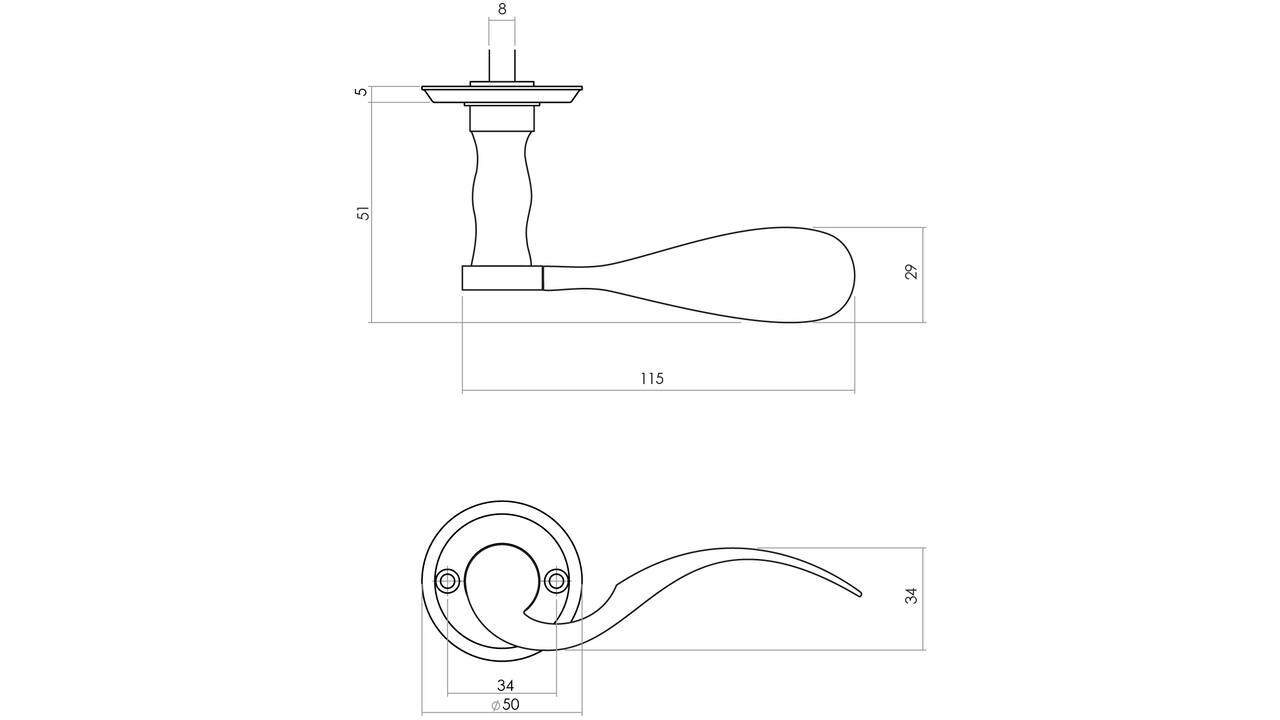 Deurkruk Lepel met rozet ø50x5mm zwart
