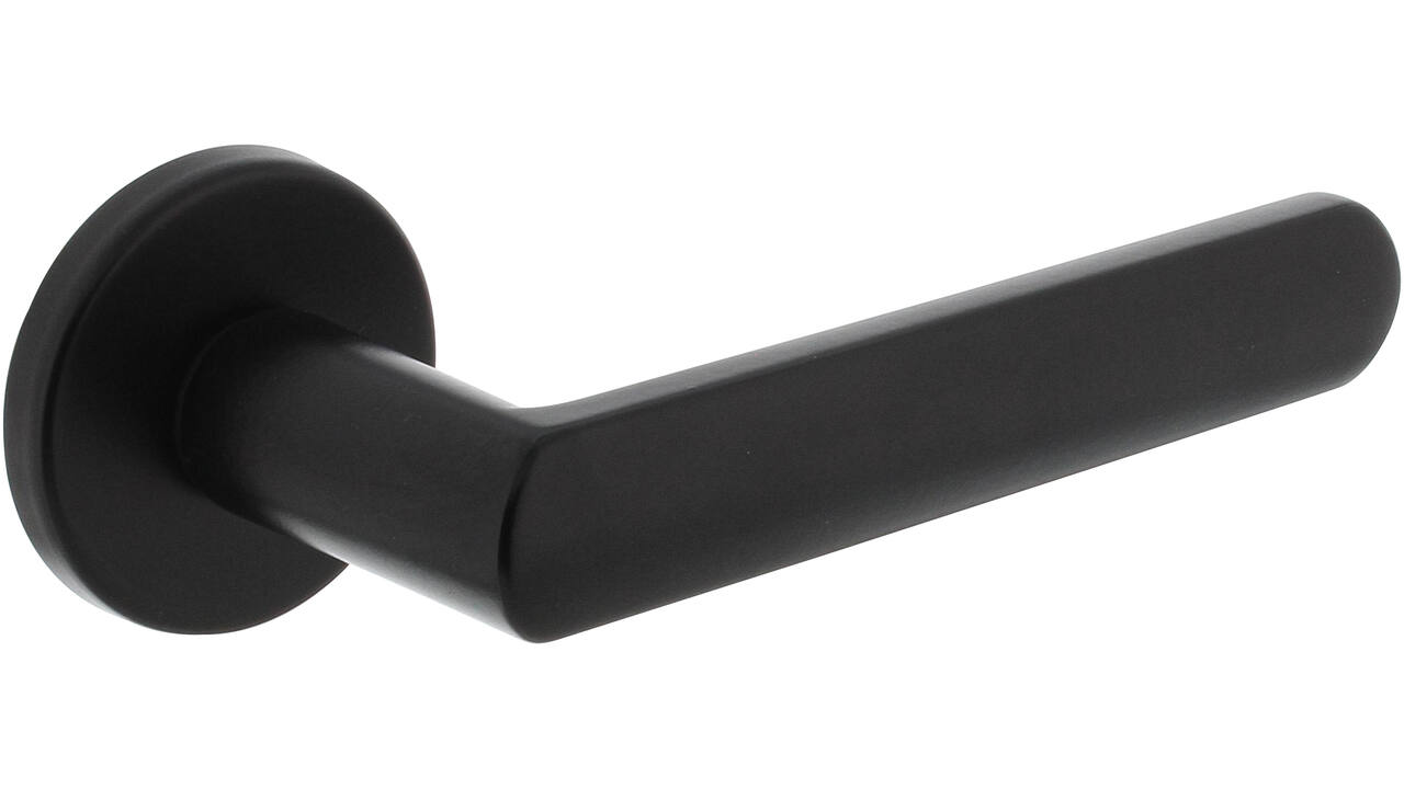 Deurkruk Sora met rozet verdekt ø51x5mm met nokken zwart