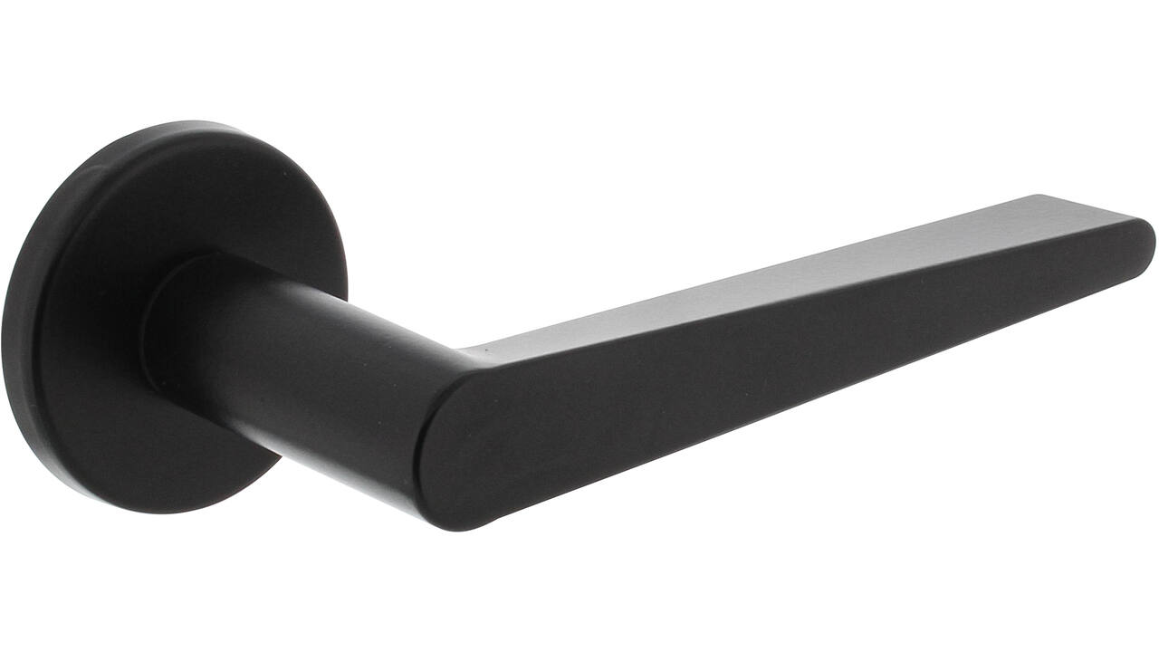 Deurkruk Tiga met rozet verdekt ø51x5mm met nokken zwart
