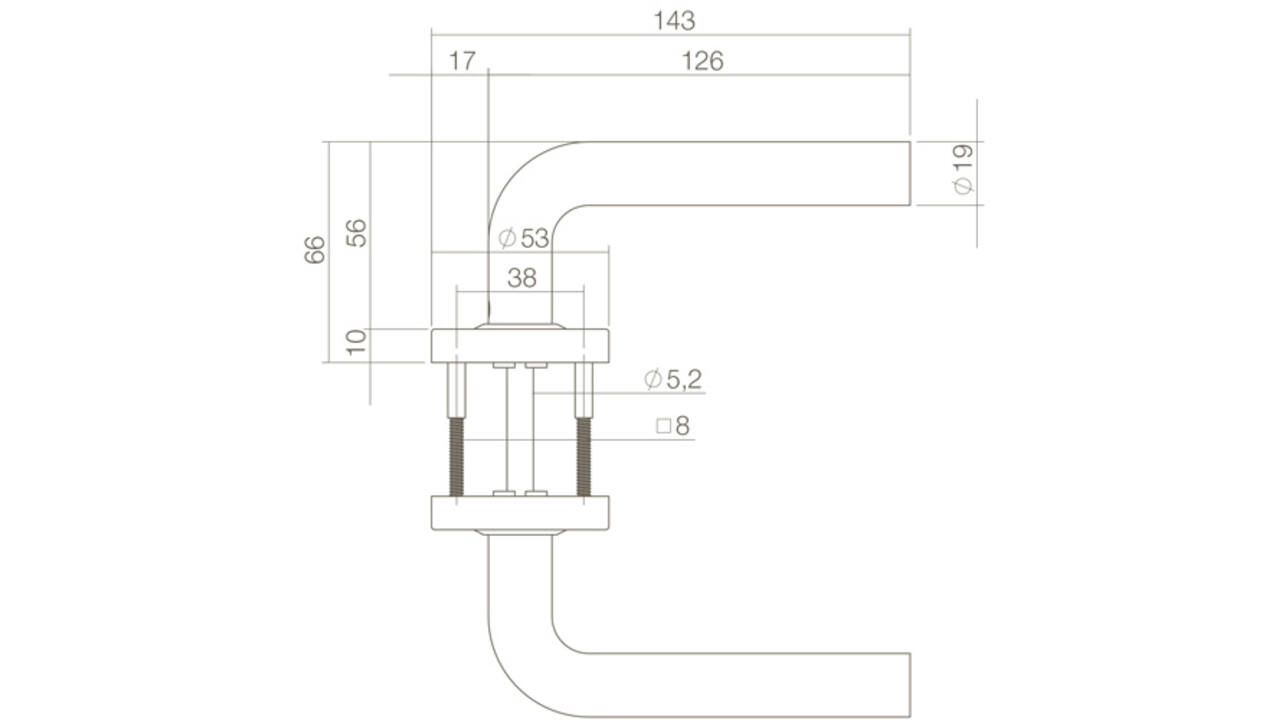 Deurkruk Luzern op rozet verdekt ø53x10mm structuur zwart