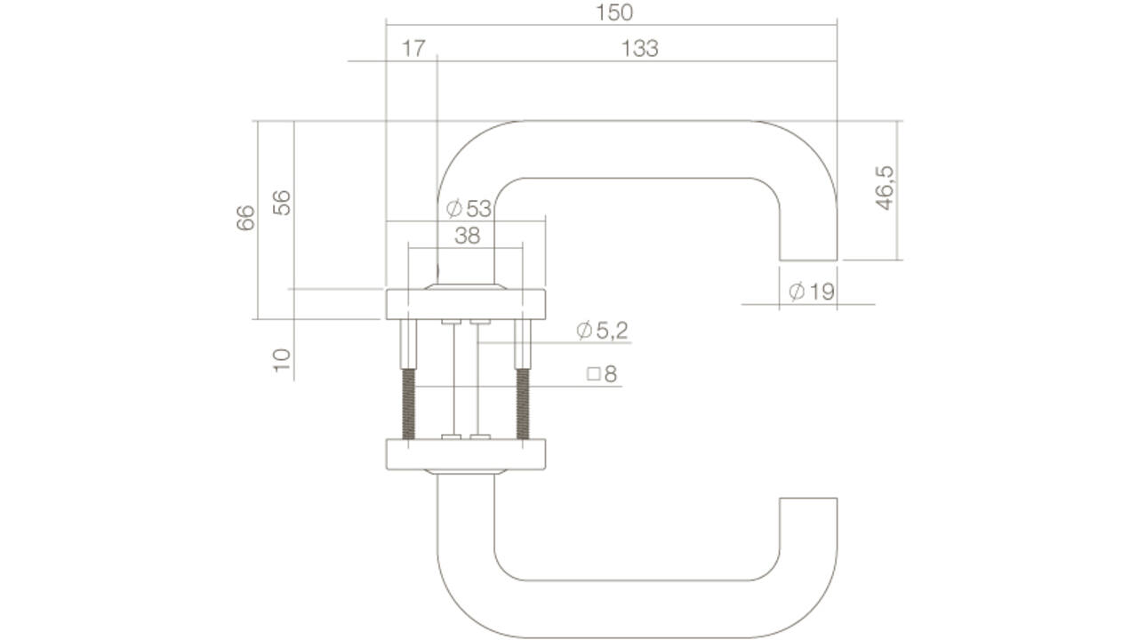 Deurkruk Bern op rozet verdekt ø53x10mm structuur zwart