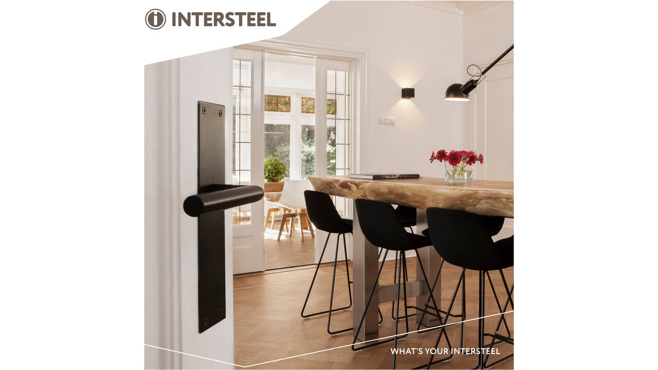 Deurkruk Jura met schild rechthoekig 250x55x2mm blind structuur zwart