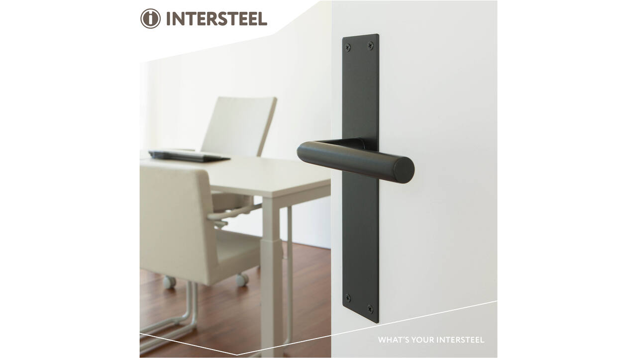 Deurkruk Jura met schild rechthoekig 250x55x2mm blind structuur zwart