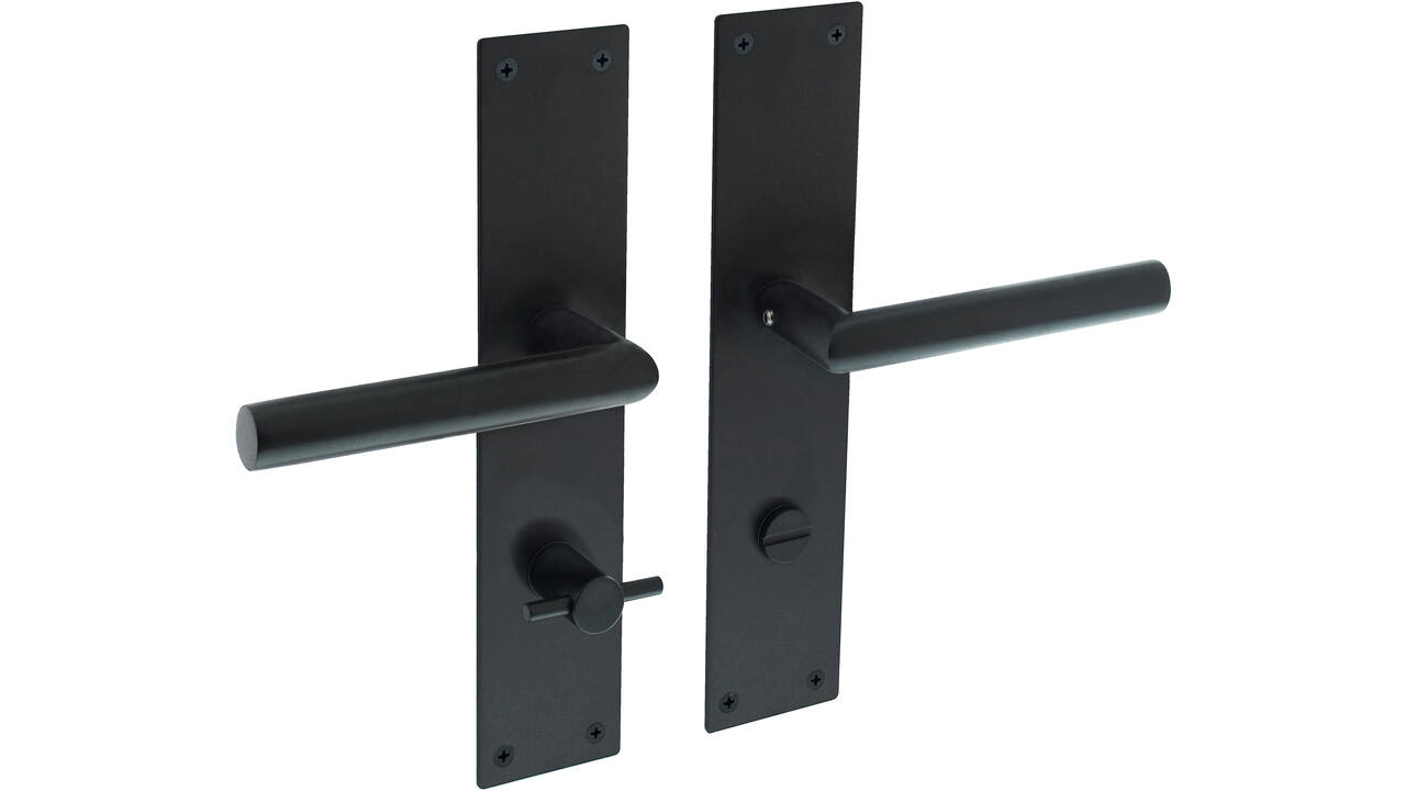 Deurkruk Jura met schild rechthoekig 250x55x2mm wc 78/8mm structuur zwart