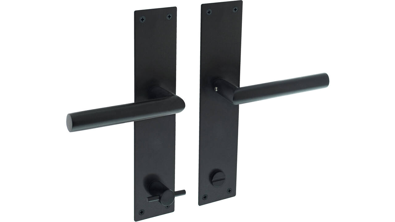 Deurkruk Jura met schild rechthoekig 250x55x2mm wc 116/8mm structuur zwart
