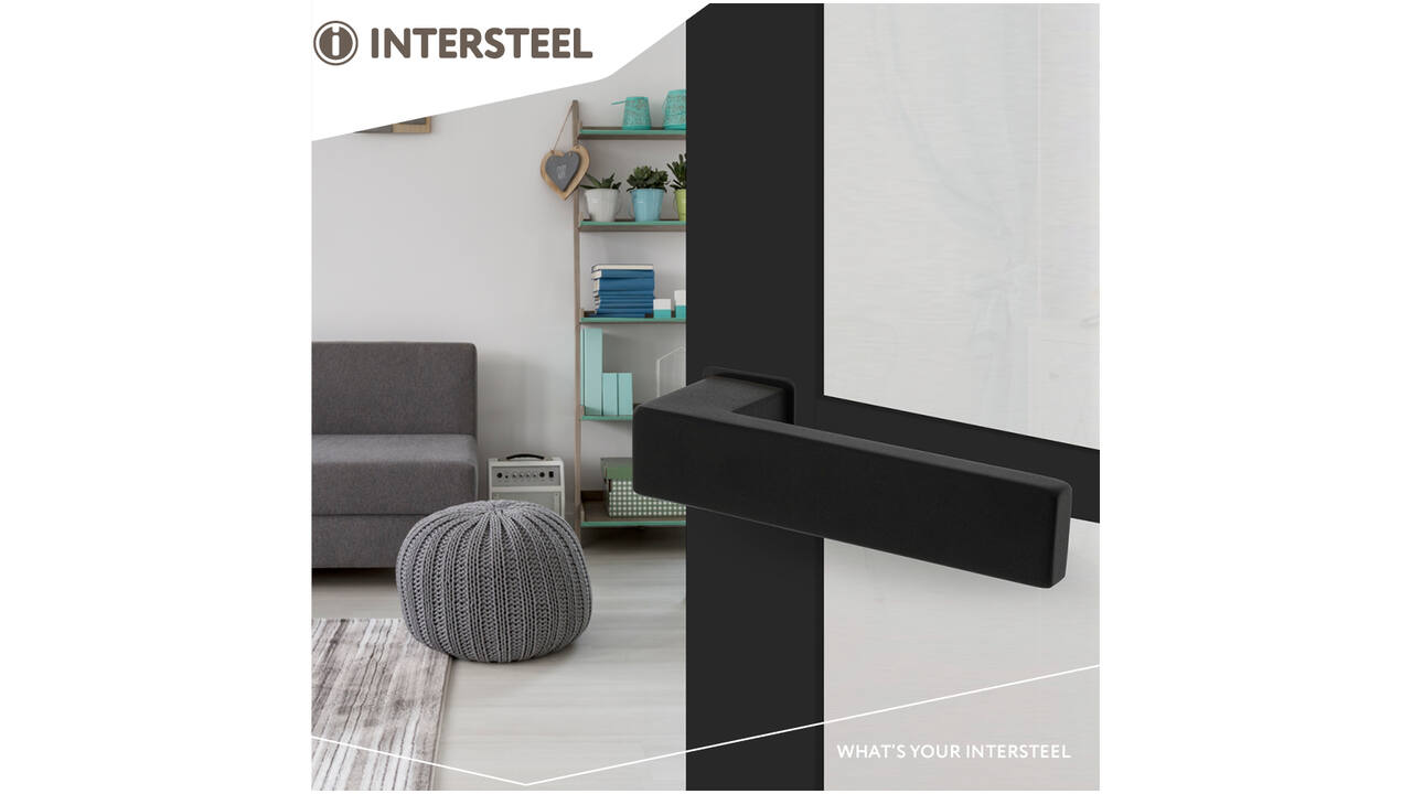 Deurkruk Amsterdam met rozet zelfklevend 30x30x3mm structuur zwart