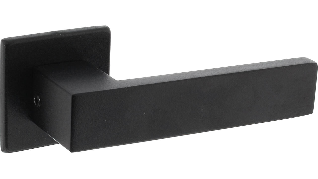 Deurkruk Amsterdam met rozet verdekt 50x50x5mm met nokken structuur zwart