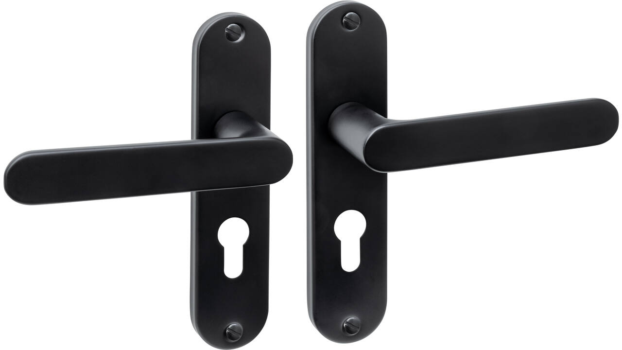 Deurkruk Sora basic op schild ovaal 185x41mm profielcilindergat 55mm zwart