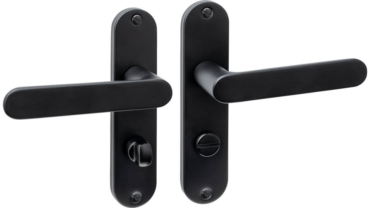 Deurkruk Sora basic op schild ovaal 185x41mm wc 63/8 zwart