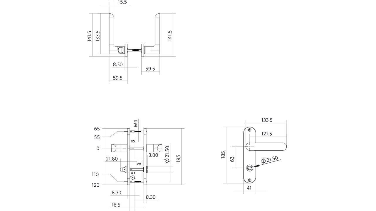 Deurkruk Sora basic op schild ovaal 185x41mm wc 63/8 zwart
